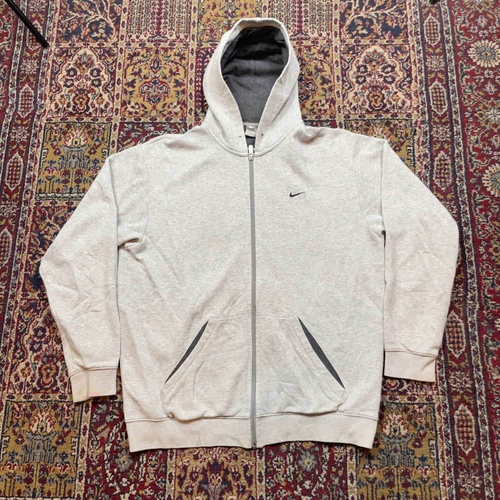 VTG 90s‎ 00s Nike silver tag Mens Gray Full Zip Hoodie Sweatshirt Size XL